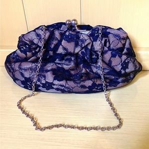 Gold and Black Lace Clutch Purse